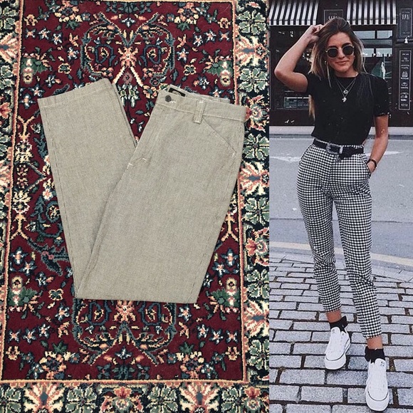 Vintage Pants - 90s Riders Houndstooth Print High-Waisted Pants